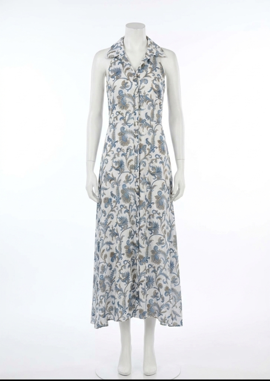 NEW VERONICA BEARD mackey maxi dress in dove multi